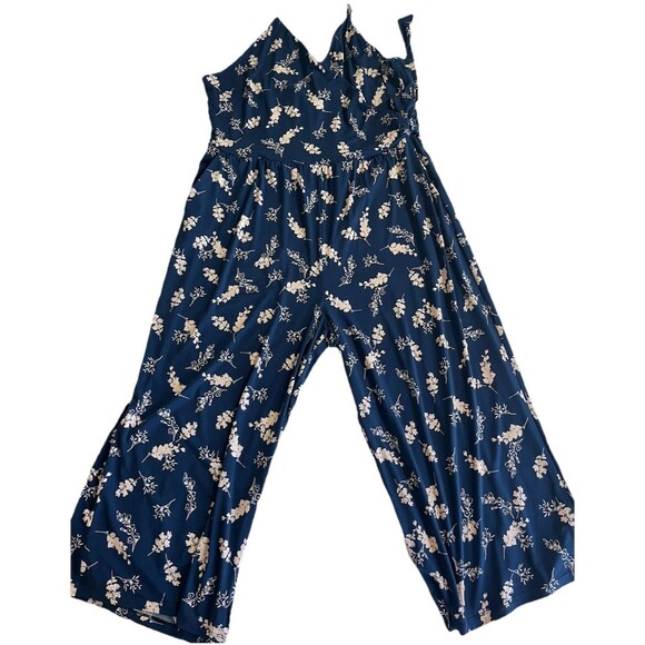 Gilli Jumpsuit 3x Navy Blue Floral Sleeveless Boho - Picture 5 of 8
